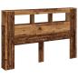 Preview: LED-Kopfteil Altholz-Optik 160x18,5x103,5 cm Holzwerkstoff