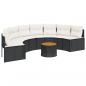 Preview: Gartensofa mit Tisch und Kissen Halbrund Schwarz Poly-Rattan