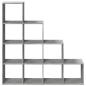 Preview: Raumteiler-Bücherregal 4 Stufen Betongrau 131,5x29x131,5 cm