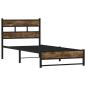 Preview: Metallbett ohne Matratze Räuchereiche 100x200 cm