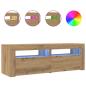 Preview: TV-Schrank mit LED Artisan-Eiche 120x35x40 cm Holzwerkstoff