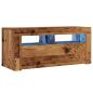 Preview: TV-Schrank mit LED-Leuchten Altholz-Optik 90x35x40 cm