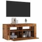 Preview: TV-Schrank mit LED-Leuchten Altholz-Optik 90x35x40 cm