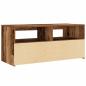 Preview: TV-Schrank mit LED-Leuchten Altholz-Optik 90x35x40 cm