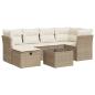 Preview: 7-tlg. Garten-Sofagarnitur mit Kissen Beige Poly Rattan