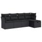 Preview: 5-tlg. Garten-Sofagarnitur mit Kissen Schwarz Poly Rattan