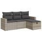 Preview: 4-tlg. Garten-Sofagarnitur mit Kissen Hellgrau Poly Rattan