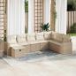 Preview: ARDEBO.de - 8-tlg. Garten-Sofagarnitur mit Kissen Beige Poly Rattan