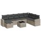 Preview: ARDEBO.de - 9-tlg. Garten-Sofagarnitur mit Kissen Hellgrau Poly Rattan