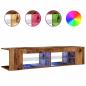 Preview: TV-Schrank mit LED-Leuchten Altholz-Optik 135x39x30 cm