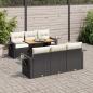 Preview: ARDEBO.de - 7-tlg. Garten-Sofagarnitur mit Kissen Schwarz Poly Rattan
