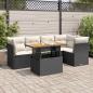 Preview: ARDEBO.de - 6-tlg. Garten-Sofagarnitur mit Kissen Schwarz Poly Rattan