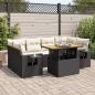 Preview: ARDEBO.de - 7-tlg. Garten-Sofagarnitur mit Kissen Schwarz Poly Rattan