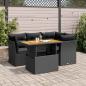 Preview: ARDEBO.de - 5-tlg. Garten-Sofagarnitur mit Kissen Schwarz Poly Rattan