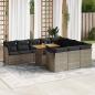 Preview: ARDEBO.de - 11-tlg. Garten-Sofagarnitur mit Kissen Grau Poly Rattan