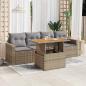 Preview: ARDEBO.de - 5-tlg. Garten-Sofagarnitur mit Kissen Beige Poly Rattan