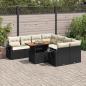 Preview: ARDEBO.de - 9-tlg. Garten-Sofagarnitur mit Kissen Schwarz Poly Rattan