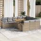 Preview: ARDEBO.de - 11-tlg. Garten-Sofagarnitur mit Kissen Beige Poly Rattan