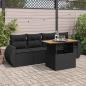 Preview: ARDEBO.de - 5-tlg. Garten-Sofagarnitur mit Kissen Schwarz Poly Rattan