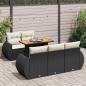 Preview: ARDEBO.de - 6-tlg. Garten-Sofagarnitur mit Kissen Schwarz Poly Rattan