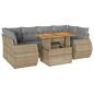 Preview: 7-tlg. Garten-Sofagarnitur mit Kissen Beige Poly Rattan