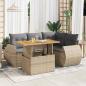 Preview: ARDEBO.de - 5-tlg. Garten-Sofagarnitur mit Kissen Beige Poly Rattan