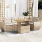 Preview: ARDEBO.de - 6-tlg. Garten-Sofagarnitur mit Kissen Beige Poly Rattan