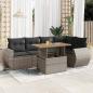 Preview: ARDEBO.de - 6-tlg. Garten-Sofagarnitur mit Kissen Grau Poly Rattan