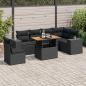 Preview: ARDEBO.de - 7-tlg. Garten-Sofagarnitur mit Kissen Schwarz Poly Rattan