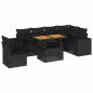 Preview: 7-tlg. Garten-Sofagarnitur mit Kissen Schwarz Poly Rattan