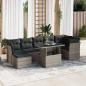 Preview: ARDEBO.de - 8-tlg. Garten-Sofagarnitur mit Kissen Grau Poly Rattan