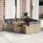 Preview: ARDEBO.de - 9-tlg. Garten-Sofagarnitur mit Kissen Beige Poly Rattan