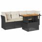 Preview: 5-tlg. Garten-Sofagarnitur mit Kissen Schwarz Poly Rattan