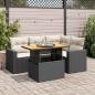 Preview: ARDEBO.de - 5-tlg. Garten-Sofagarnitur mit Kissen Schwarz Poly Rattan