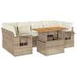Preview: 7-tlg. Garten-Sofagarnitur mit Kissen Beige Poly Rattan