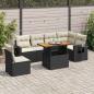 Preview: ARDEBO.de - 7-tlg. Garten-Sofagarnitur mit Kissen Schwarz Poly Rattan