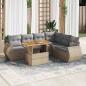 Preview: ARDEBO.de - 7-tlg. Garten-Sofagarnitur mit Kissen Beige Poly Rattan