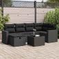 Preview: ARDEBO.de - 7-tlg. Garten-Sofagarnitur mit Kissen Schwarz Poly Rattan