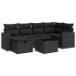 Preview: 7-tlg. Garten-Sofagarnitur mit Kissen Schwarz Poly Rattan