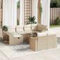 Preview: ARDEBO.de - 11-tlg. Garten-Sofagarnitur mit Kissen Beige Poly Rattan