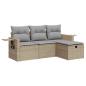 Preview: 4-tlg. Garten-Sofagarnitur mit Kissen Beige Poly Rattan
