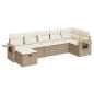 Preview: 7-tlg. Garten-Sofagarnitur mit Kissen Beige Poly Rattan