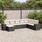 Preview: ARDEBO.de - 8-tlg. Garten-Sofagarnitur mit Kissen Schwarz Poly Rattan
