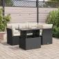 Preview: ARDEBO.de - 5-tlg. Garten-Sofagarnitur mit Kissen Schwarz Poly Rattan