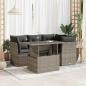 Preview: ARDEBO.de - 5-tlg. Garten-Sofagarnitur mit Kissen Grau Poly Rattan