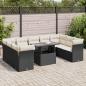 Preview: ARDEBO.de - 10-tlg. Garten-Sofagarnitur mit Kissen Schwarz Poly Rattan