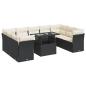 Preview: 10-tlg. Garten-Sofagarnitur mit Kissen Schwarz Poly Rattan