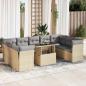 Preview: ARDEBO.de - 10-tlg. Garten-Sofagarnitur mit Kissen Beige Poly Rattan