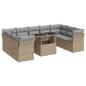 Preview: 10-tlg. Garten-Sofagarnitur mit Kissen Beige Poly Rattan