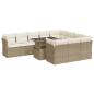 Preview: 11-tlg. Garten-Sofagarnitur mit Kissen Beige Poly Rattan
